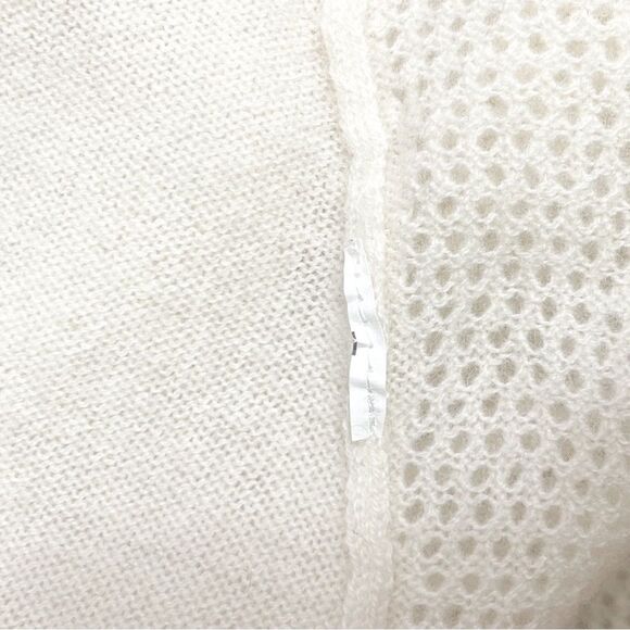 Vince 100% Cashmere Perforated Back Sweater Jumper in Winter White Cream Size XL - Picture 10 of 12